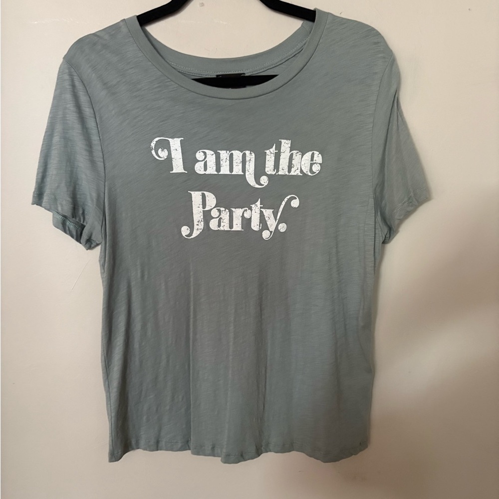 Blank Paige Green and White Graphic Tee